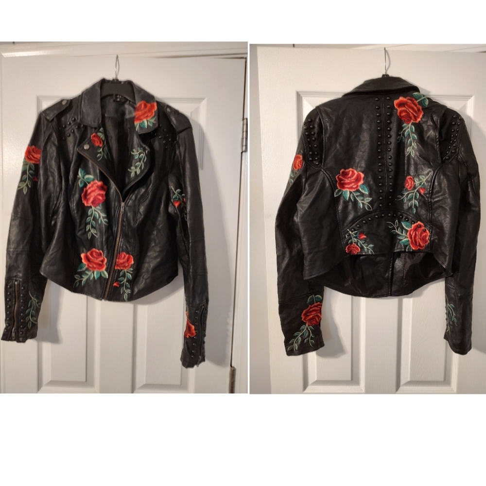 Torrid Rose Faux Leather Jacket size 0